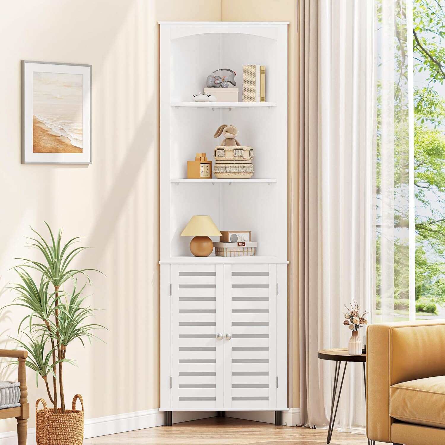 Tall Corner Cabinet, 68.8'' Storage Cabinet with Doors and Adjustable Shelves