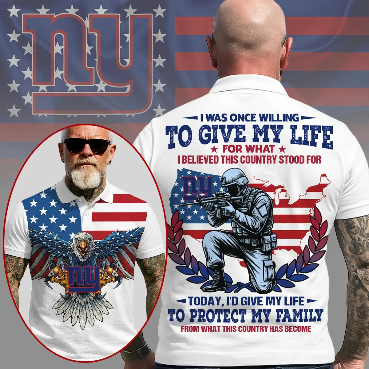 New York Giants | Premium NFL Patriotic Veteran Family Protection T-shirt MM