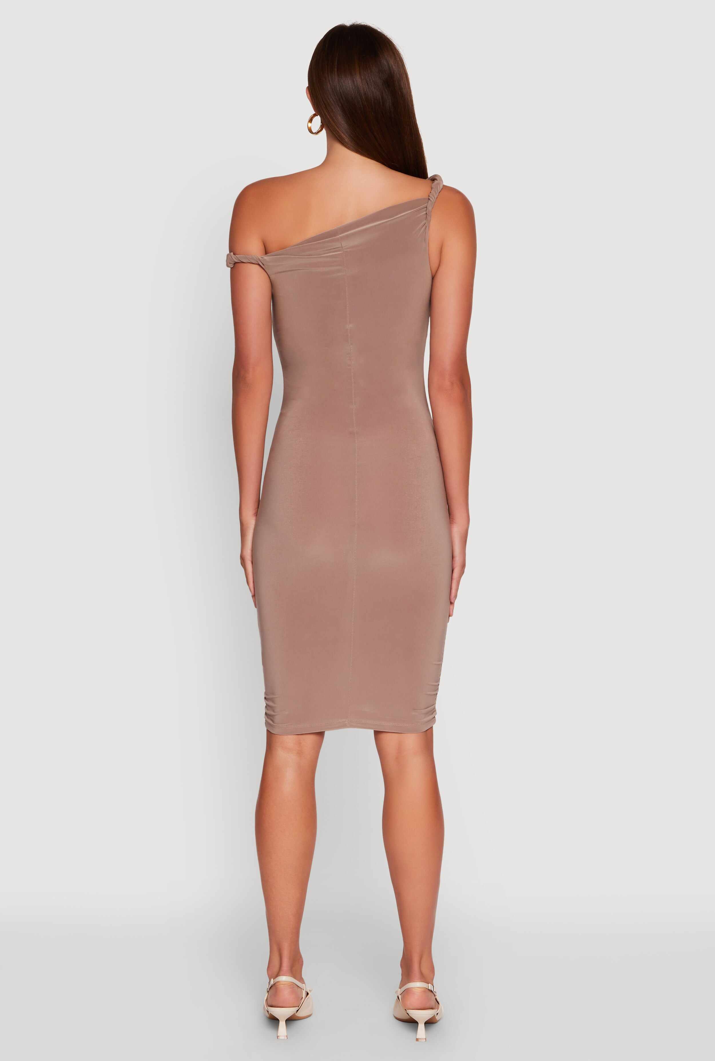 Ruched One Shoulder Bodycon Mini Dress