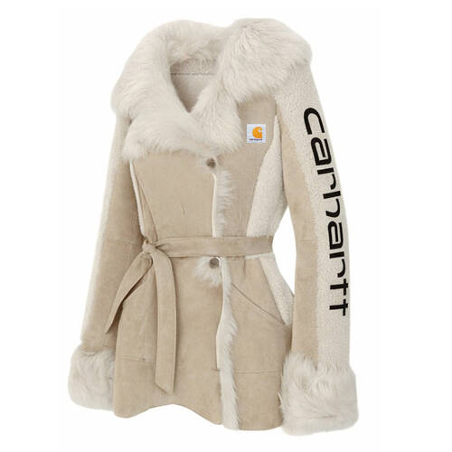 Winter Chic Faux Fur Trimmed Jacket with Scarf Detail-Burgundy