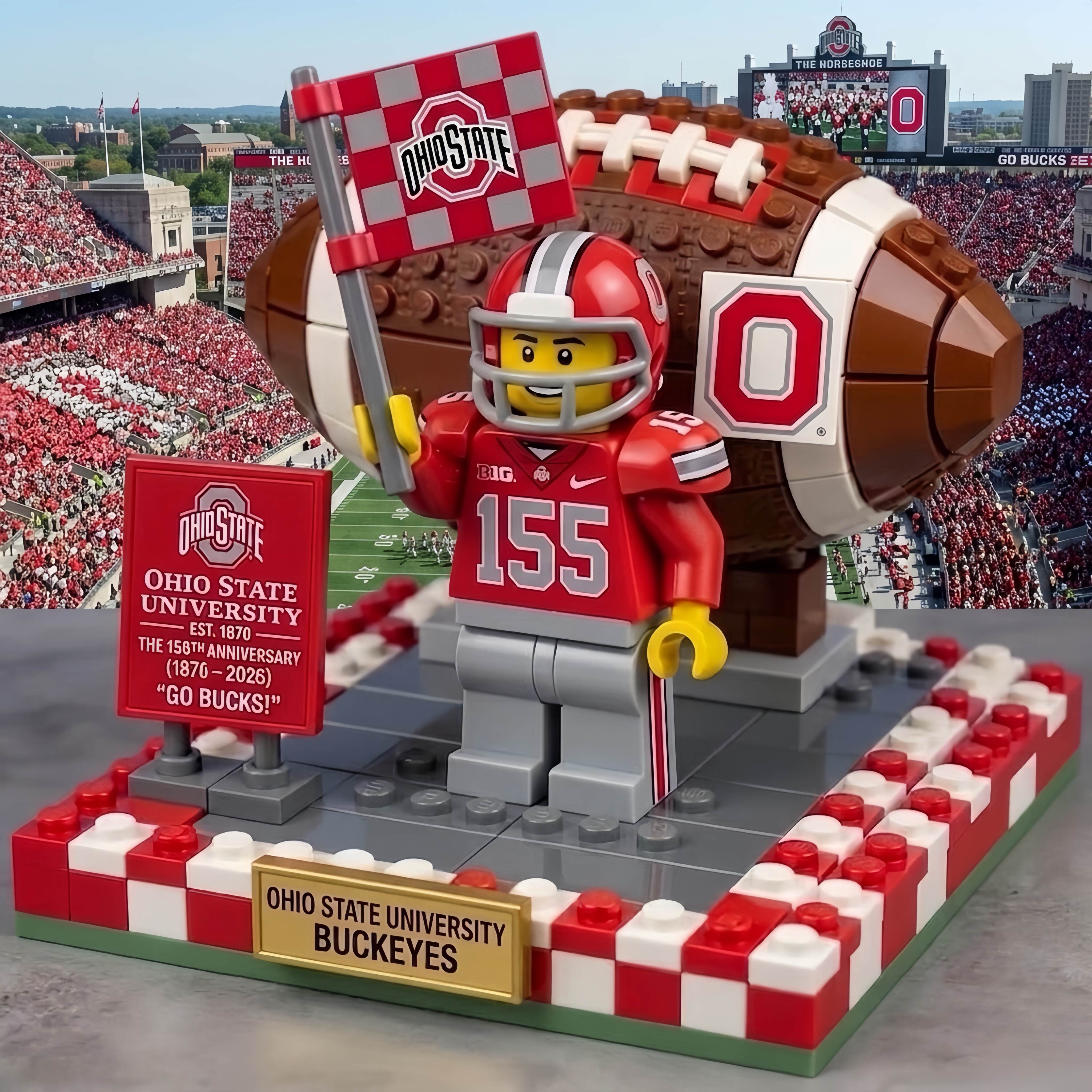 🏈 Ohio State Buckeyes 155th Anniversary Lego Building Set - Limited Edition OSU Football Collectible!