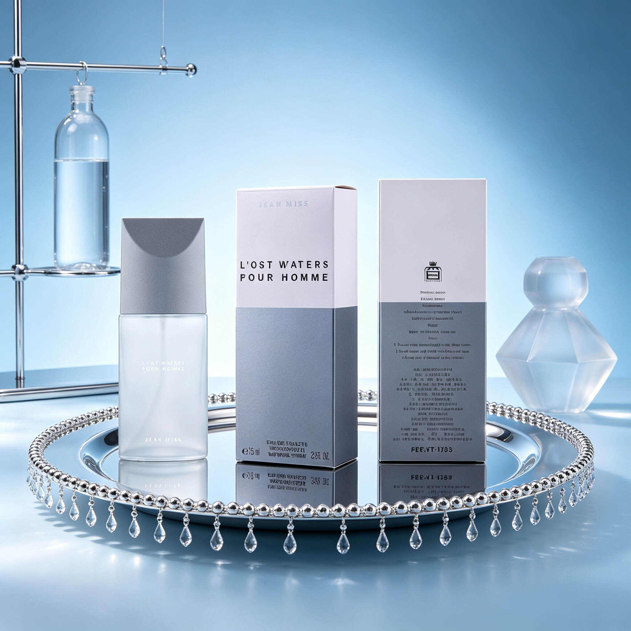L'OST WATERS Pour Homme Men Eau de Toilette 75ml, Minimalist Two-Tone Gray Frosted Bottle
