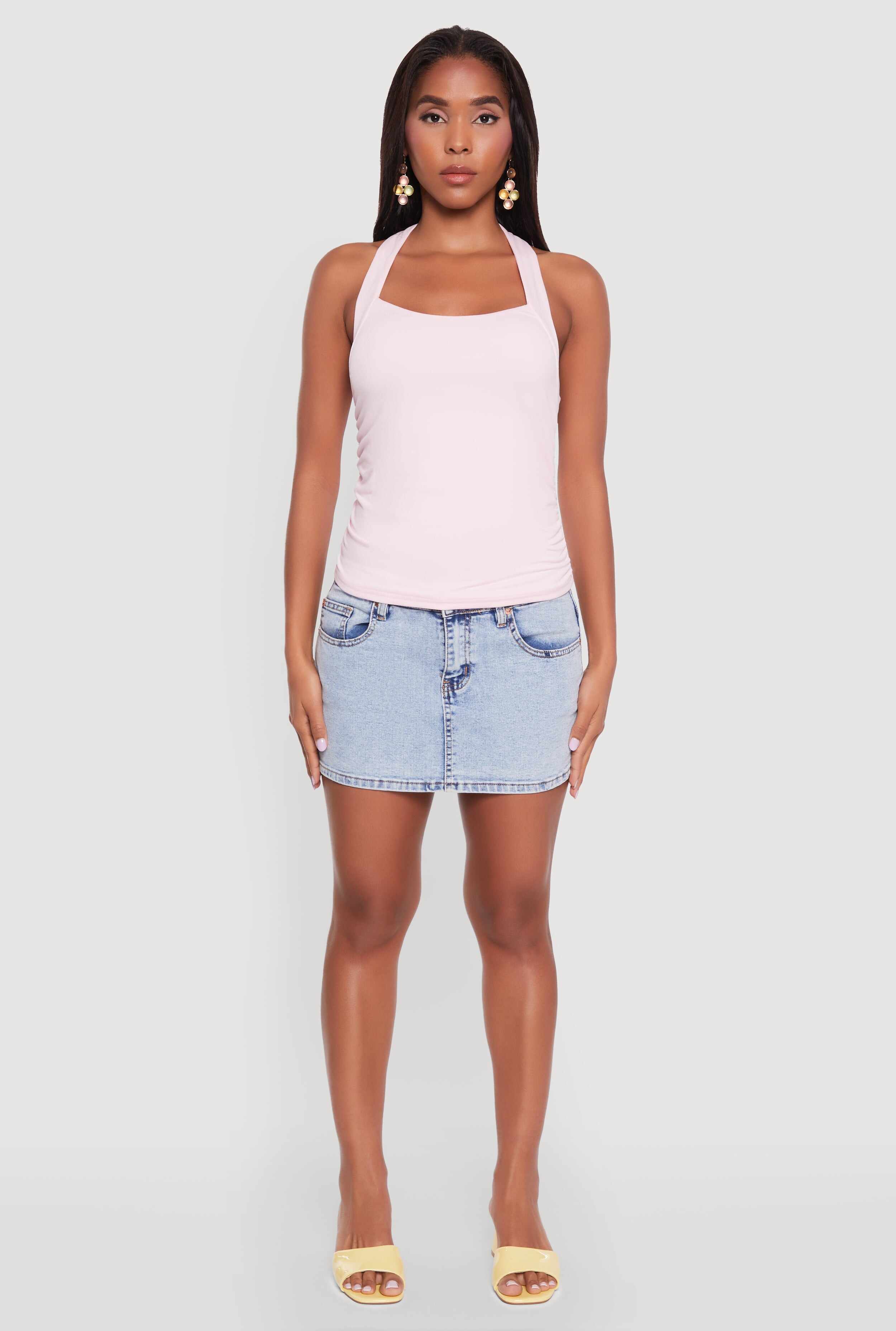 Elegant Ruched Halter Top