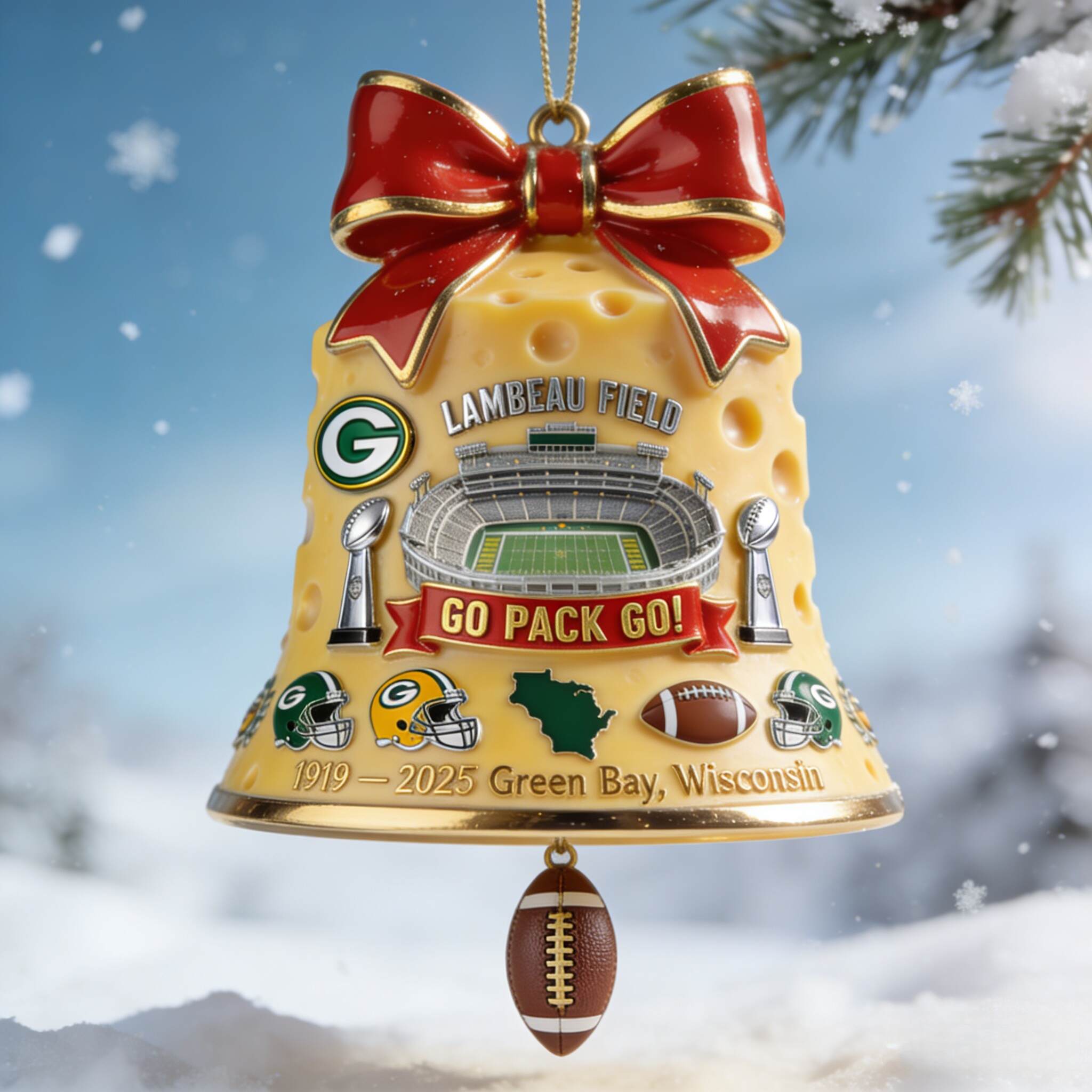 Lambeau Field Heritage Cheese Bell Ornament
