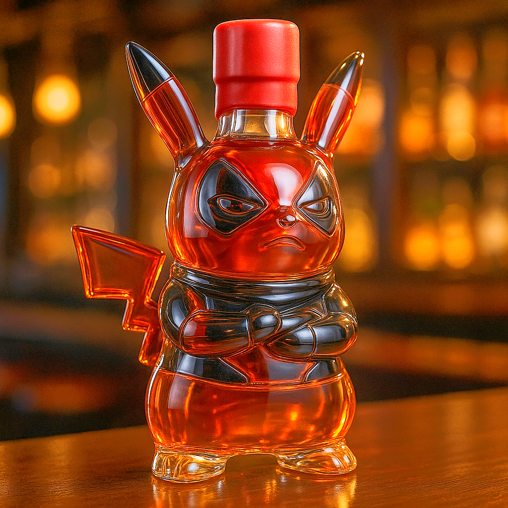 Deadpool Pikachu Whiskey Bottle