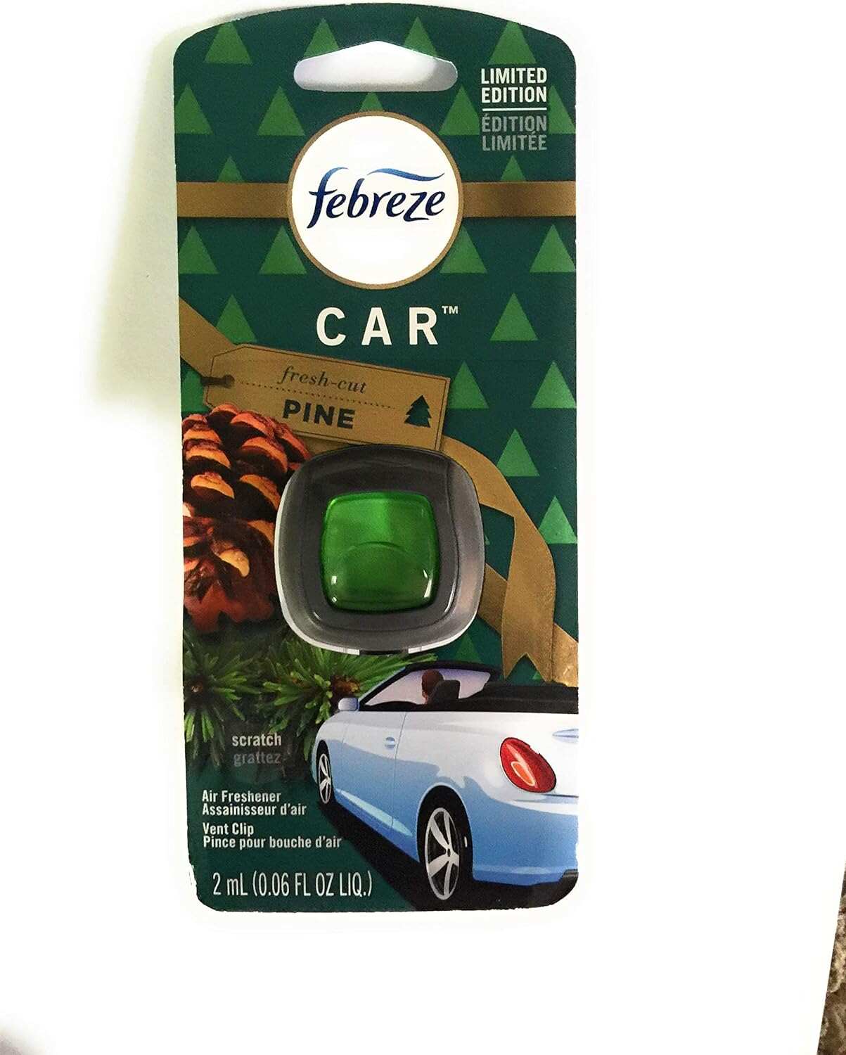 Febreze Car Air Fresheners, New Car Scent, Odor Eliminator for Strong Odors Car Vent Clips (2 Count)