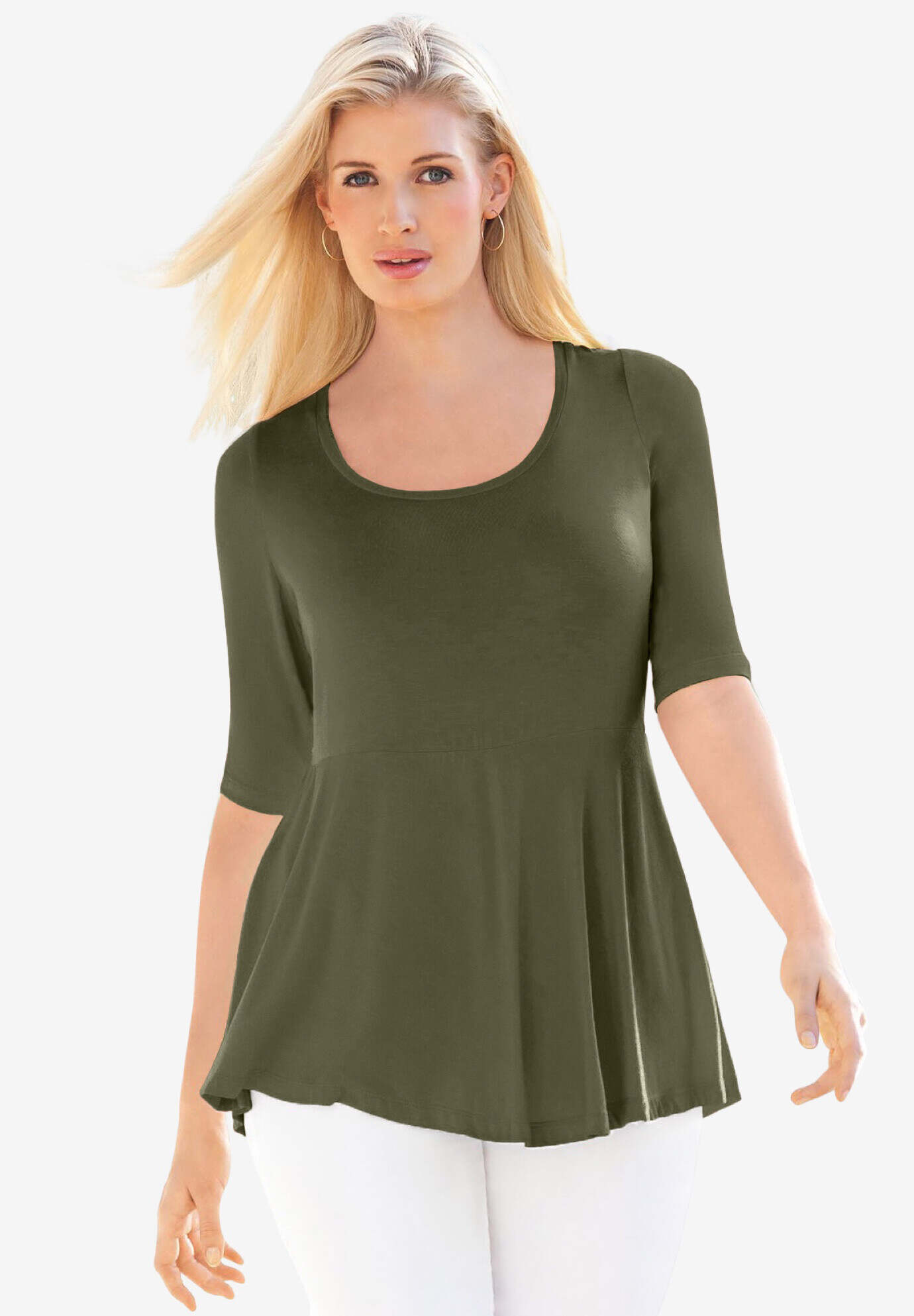 Stretch Cotton Peplum Tunic