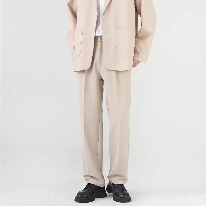 Spring Autumn Men's Straight Fit Short Pants - Stylish, Trendy, Chic Casual Pants for Men - In Style with a Loose Fit and Good Drape - Perfect for Wearing as a Suit Pants