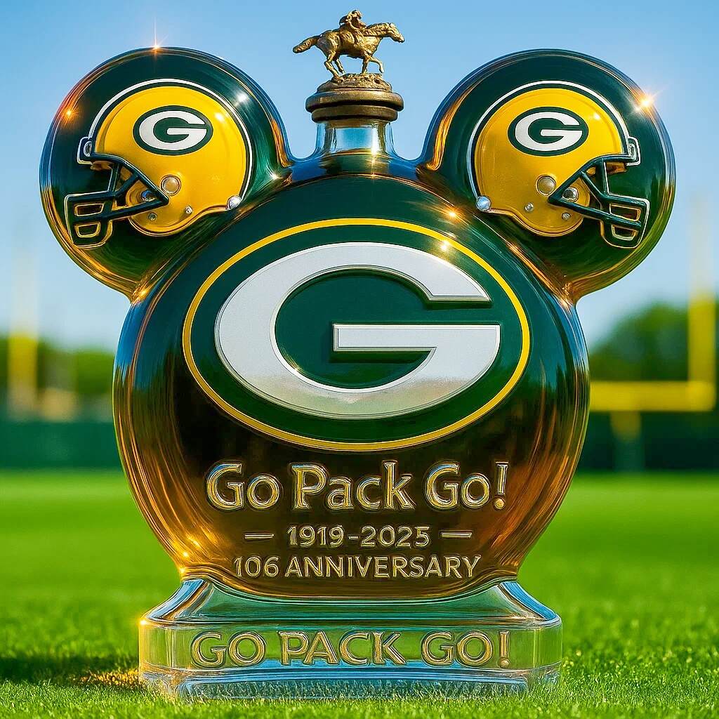 Green Bay Packers Mickey Mouse Whiskey Bottle