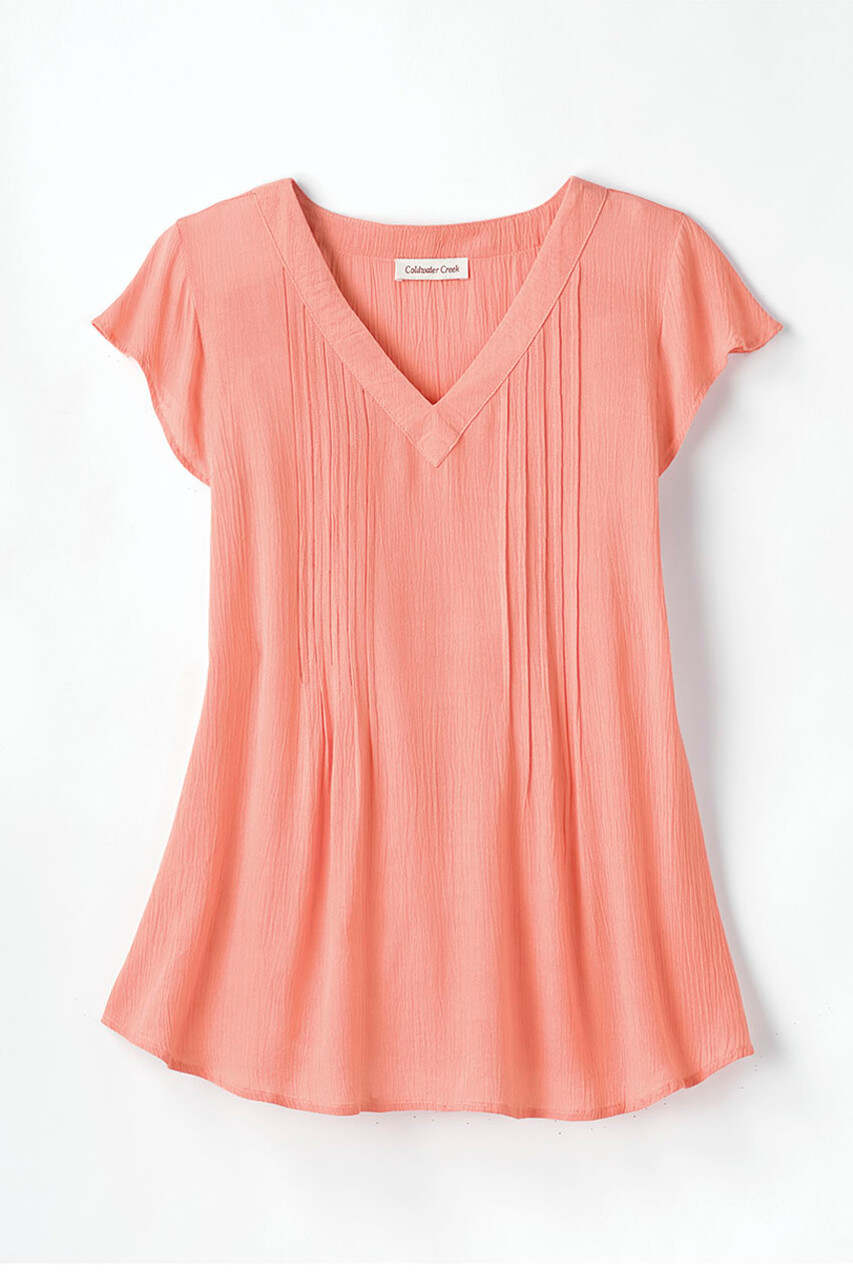 Solstice Tuck-and-Release Cap-Sleeve Blouse