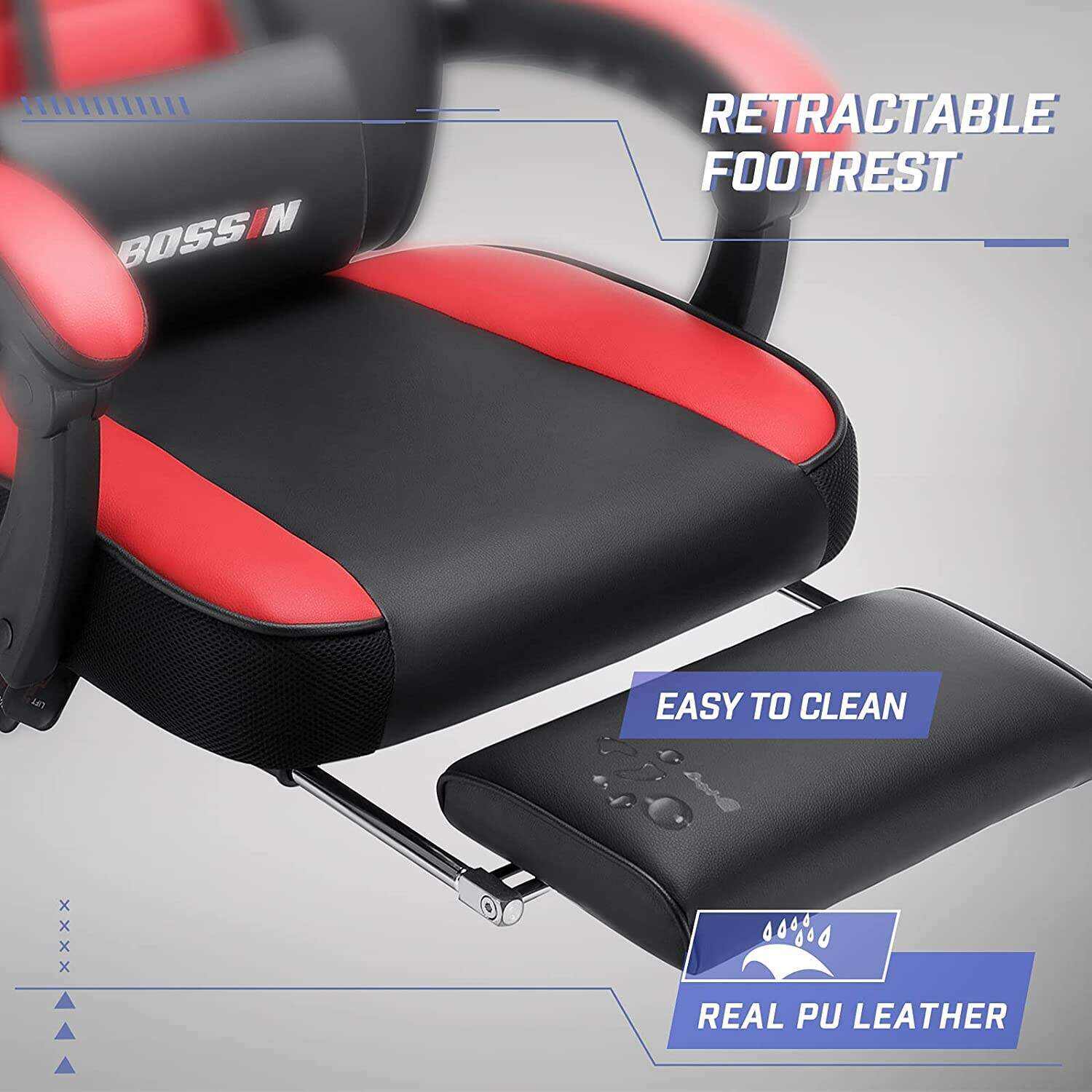 LEMBERI Video Game Chairs with footrest,Gamer Chair for Adults,Big and Tall Gaming Chair 400lb Capacity,Gaming Chairs for Teens,Racing Style Gaming Computer Chair with Headrest and Lumbar Support