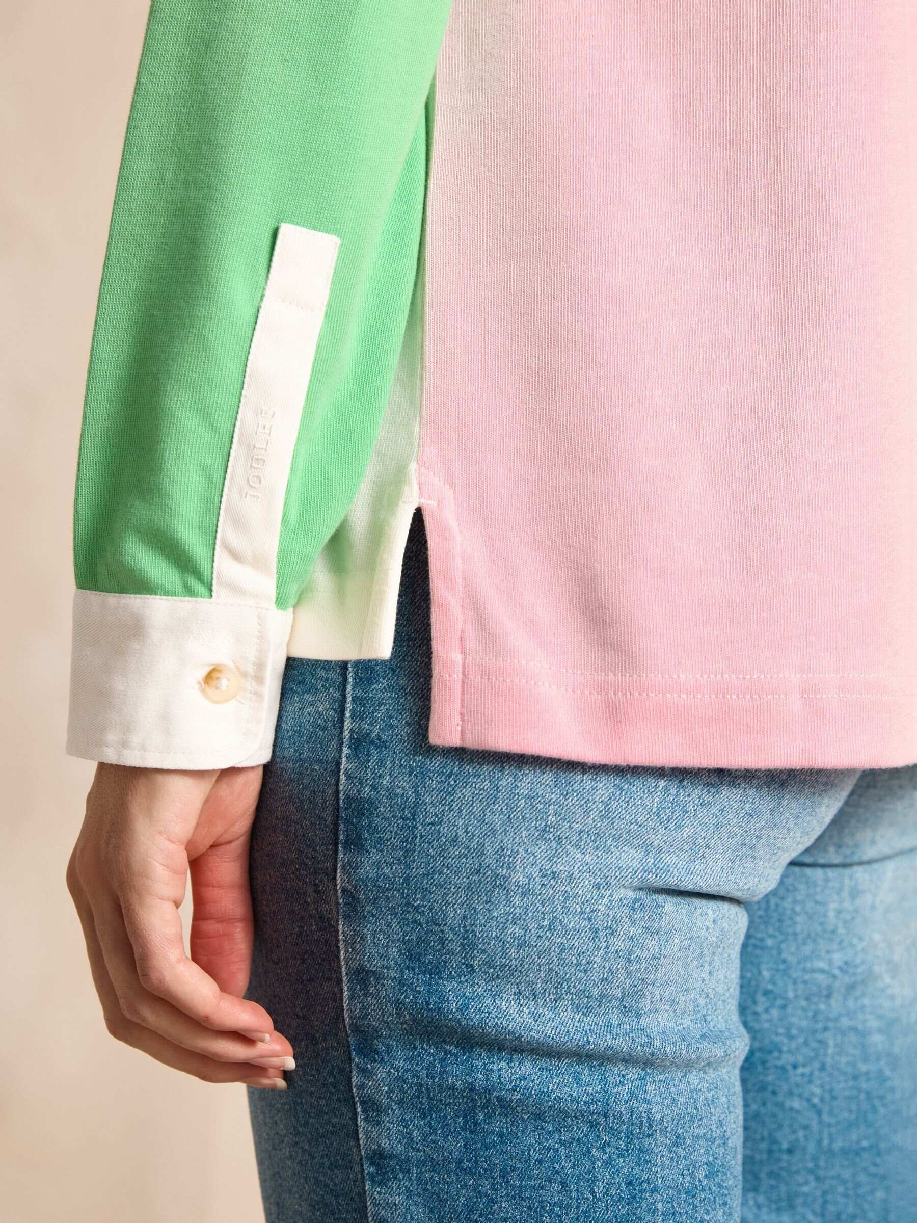Falmouth White Pastel Hotch Potch Collared Rugby Shirt