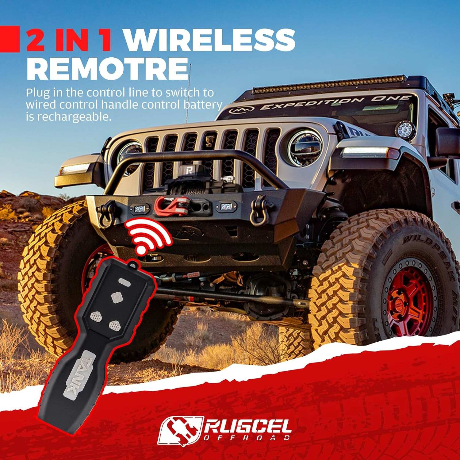 WINCH 13500lb Synthetic Rope Winch 12V Waterproof Electric Winch,2 in 1 Wireless Remote Control, for SUV, Truck & Trailer - TANK Series