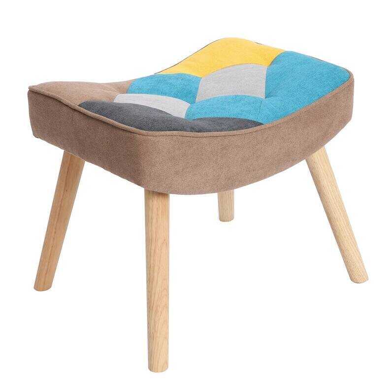 Aurelio Accent Chair with Ottoman, Living Room Chair and Ottoman Set, Comfy Side Armchair for Bedroom, Creative Splicing Cloth Surface