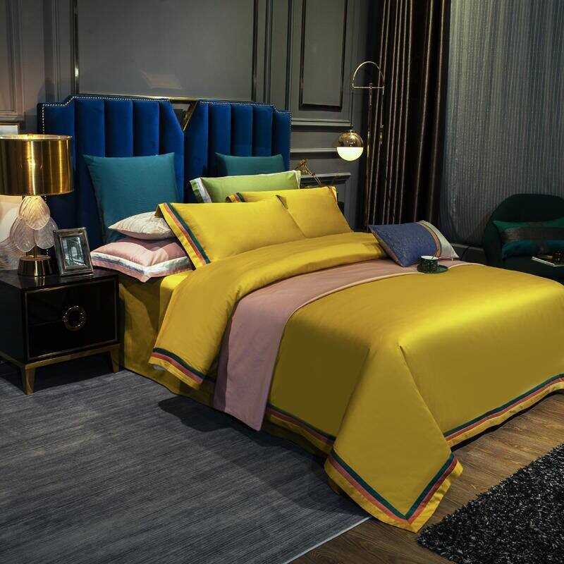 Jadyn Contrasting Double Stripe Border Egyptian Cotton Duvet Cover Set