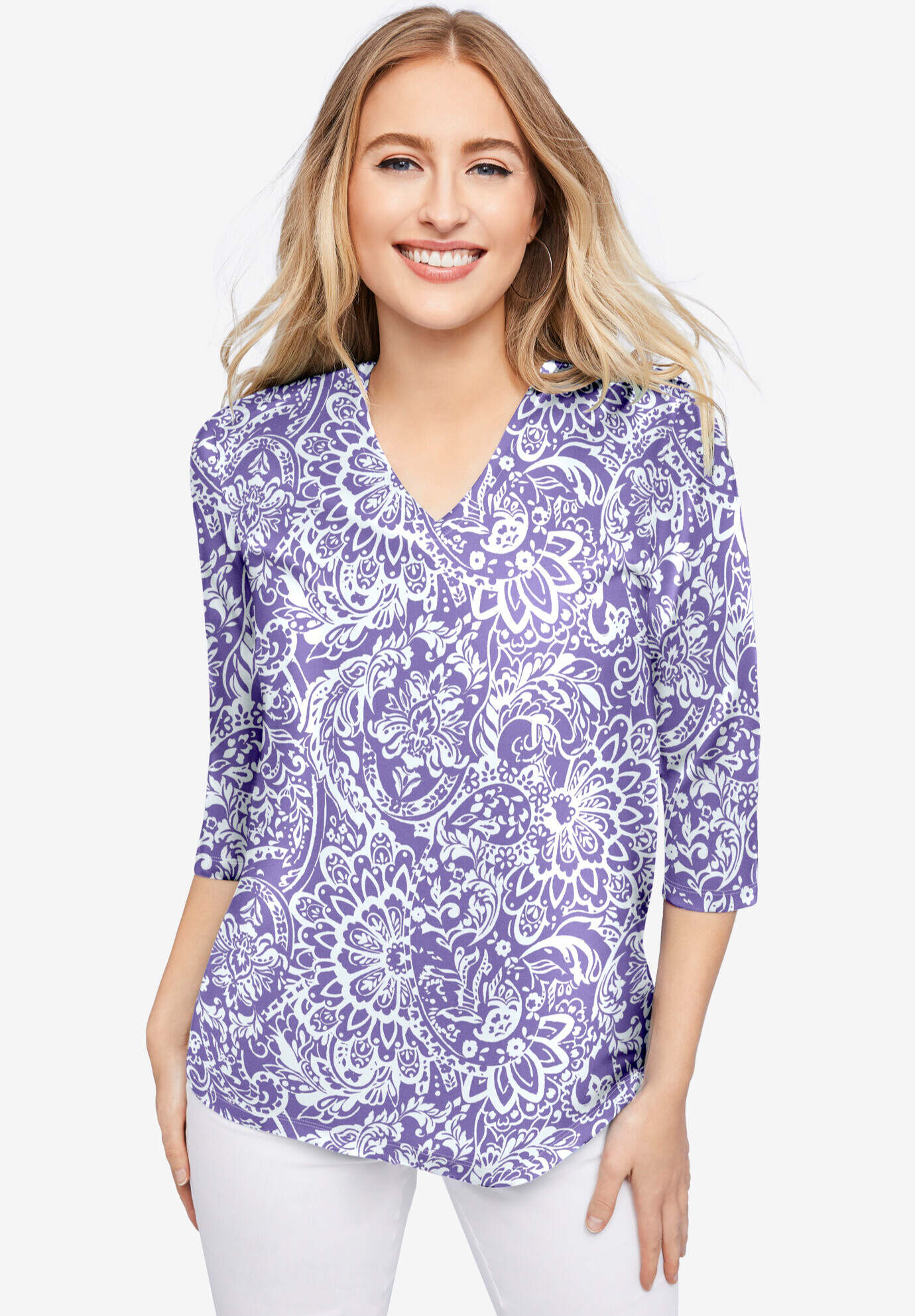 Stretch Cotton V-Neck Tee
