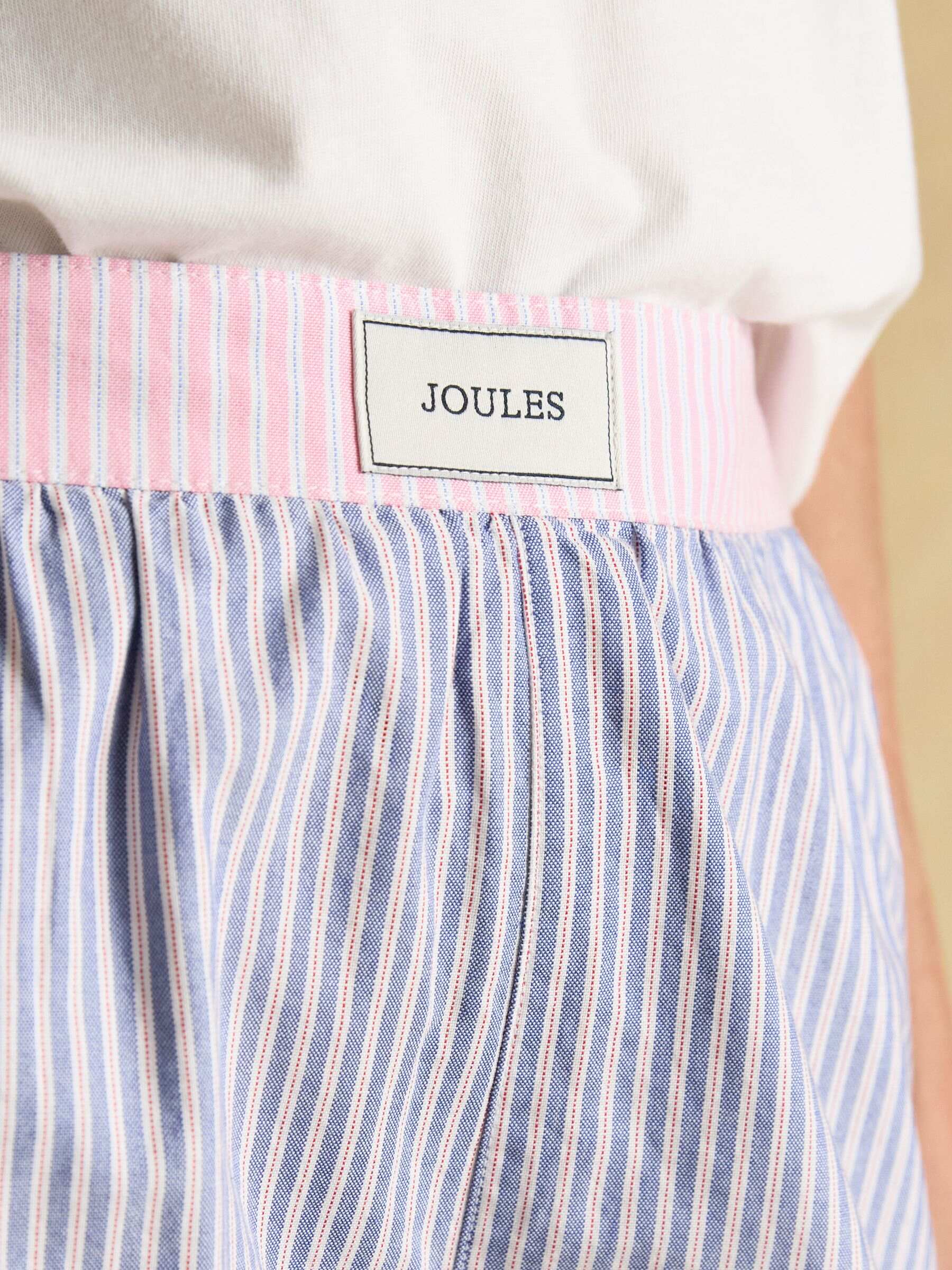 Blue Cotton Pull On Striped Shorts