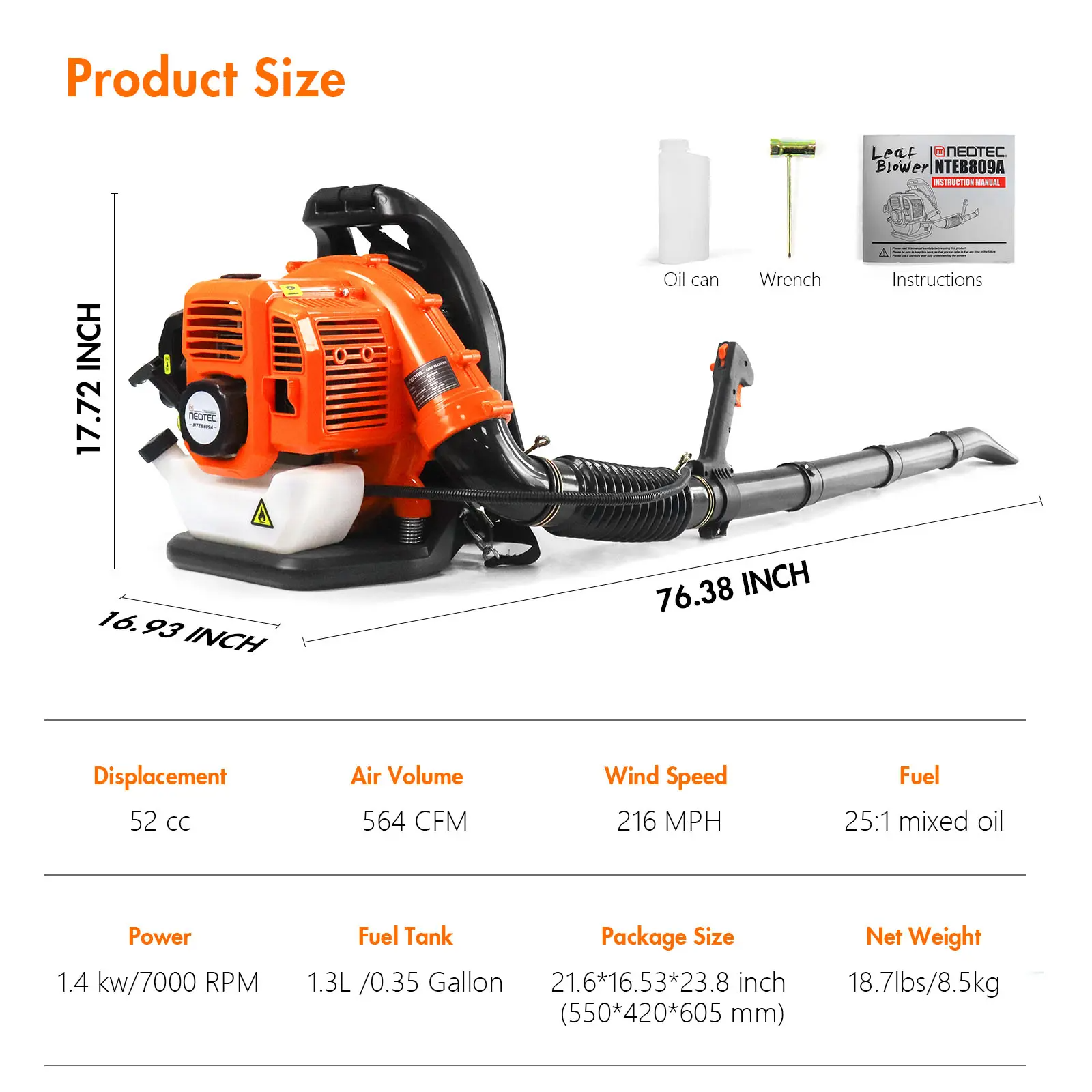 25.4CC & 52CC Gas Leaf Blower Combo - Powerful & Ergonomic