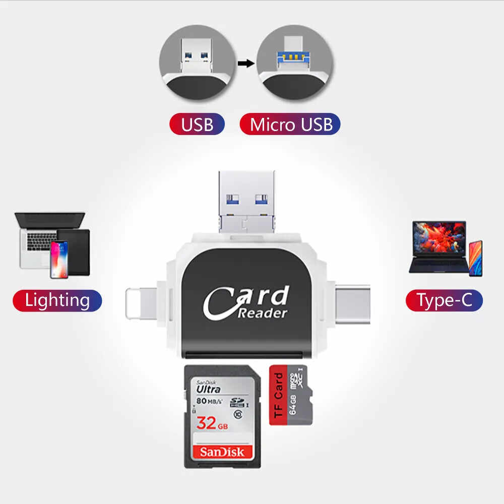 Multi-Port 4in1 Universal SD TF Card Reader