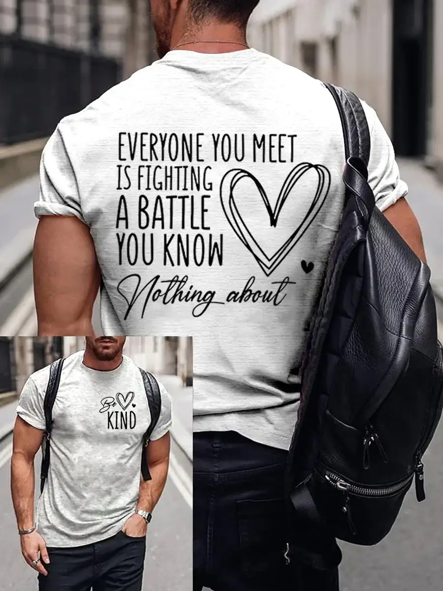 Men's Be Kind Art Print Casual T-Shirt