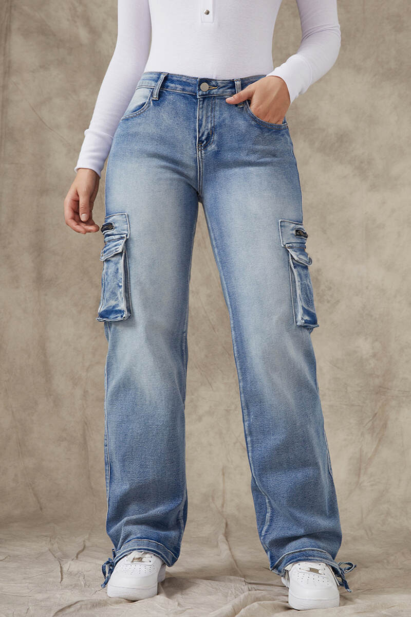 90s Vintage Flap Pocket Low Waist Cargo Jeans