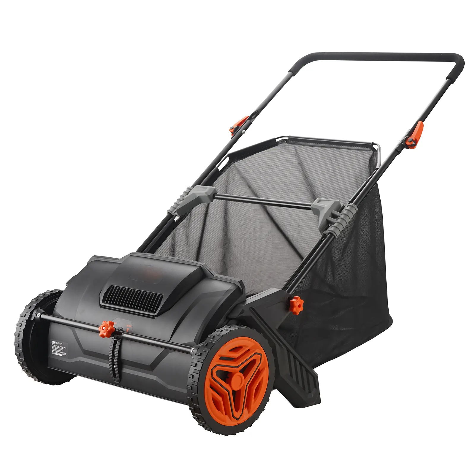 【Flash Sale】Push Lawn Sweeper, TikTokShopBlackFriday, 26 Inch Leaf & Grass Collector, Strong Rubber Wheels & Heavy Duty Thickened Steel Durable to Use with Large Capacity 7 ft³ Mesh Collection Bag, 4 Spinning Brushes