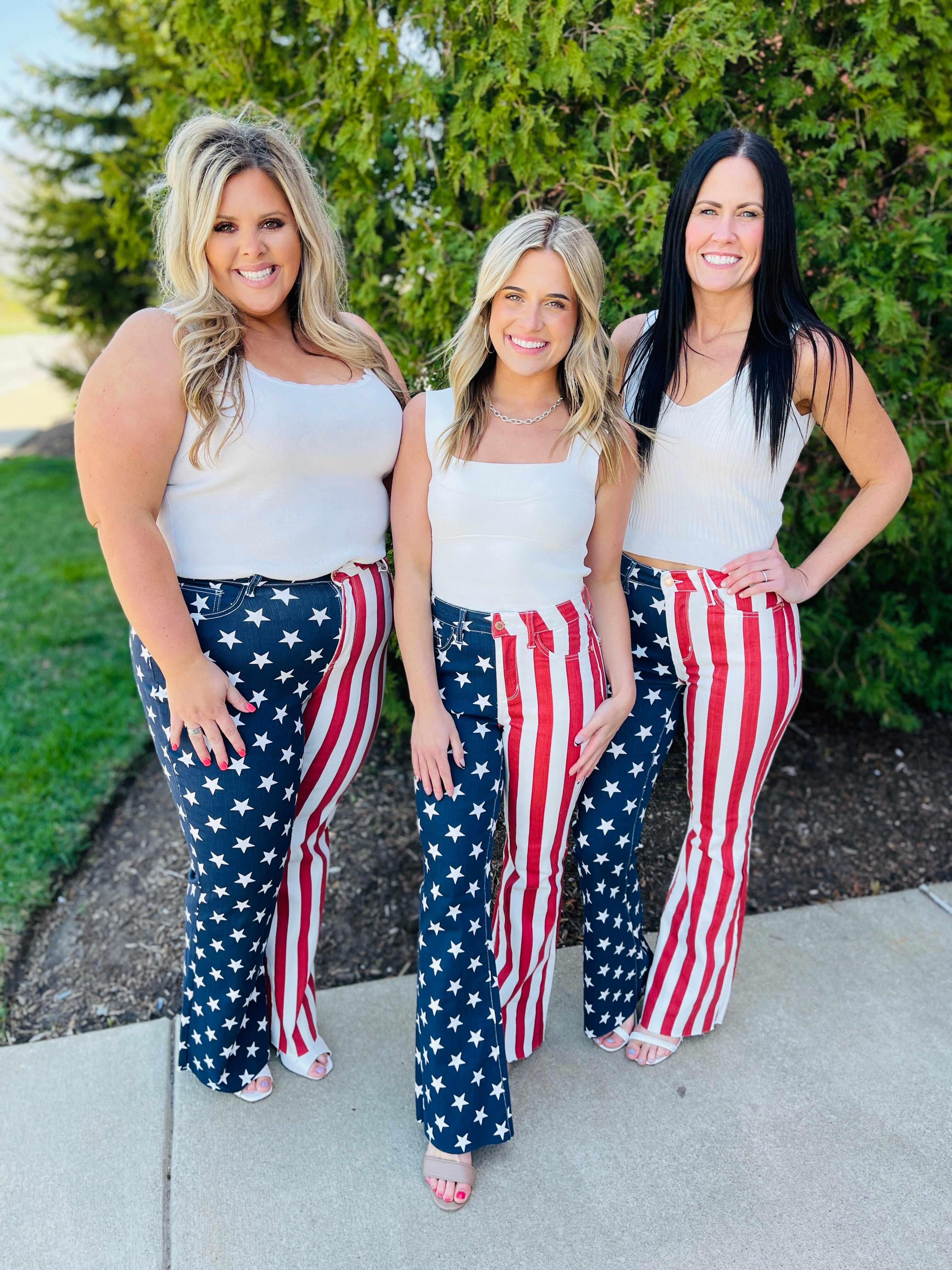 REG/CURVY Star Spangled Babe Flare Jeans