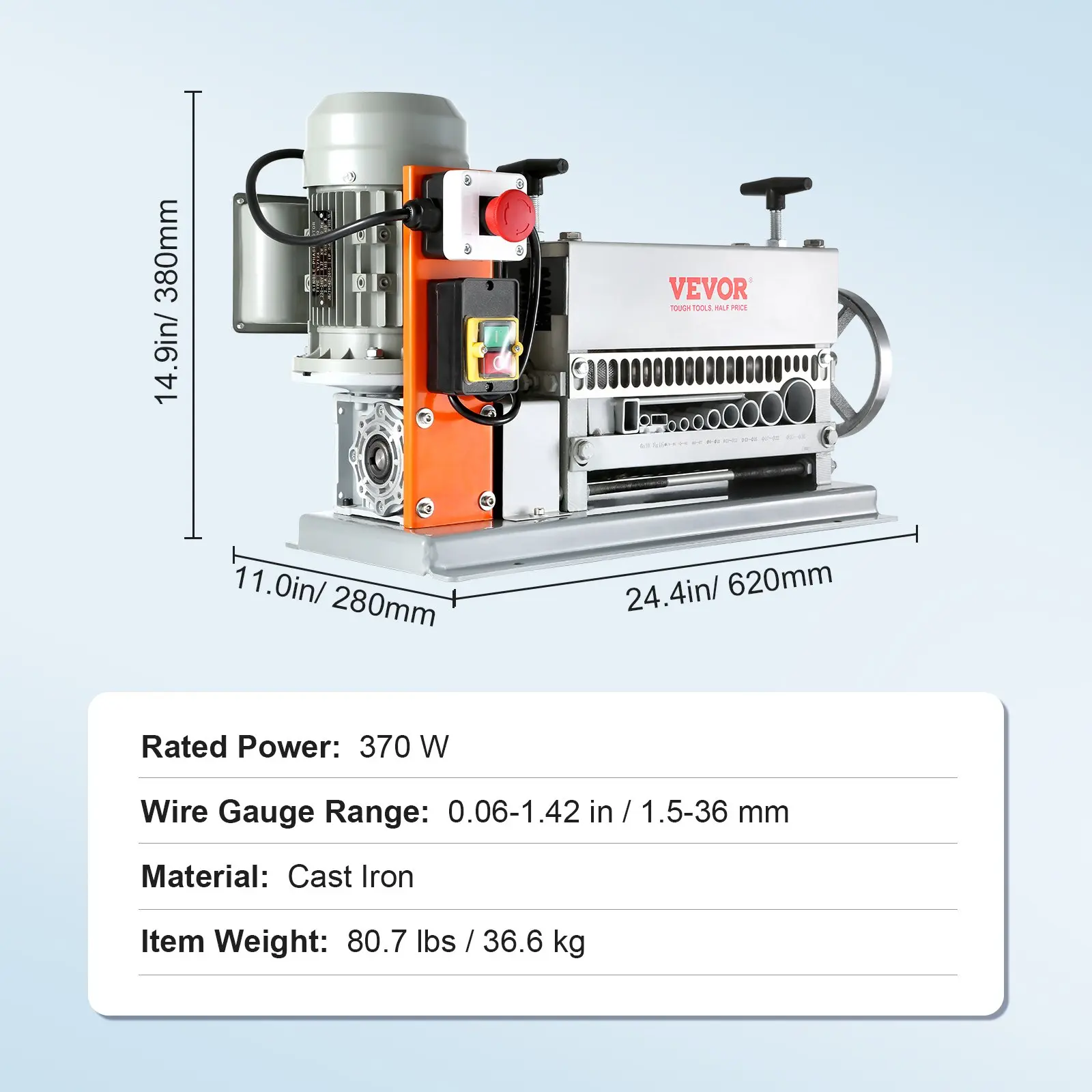 Automatic Wire Stripping Machine,0.06''-1.26'' Electric Motorized Cable Stripper, 750 W, 98 ft/min Wire Peeler with Visible Stripping Depth Reference, 10 Channels for Scrap Copper Recycling Heavy Duty Tool