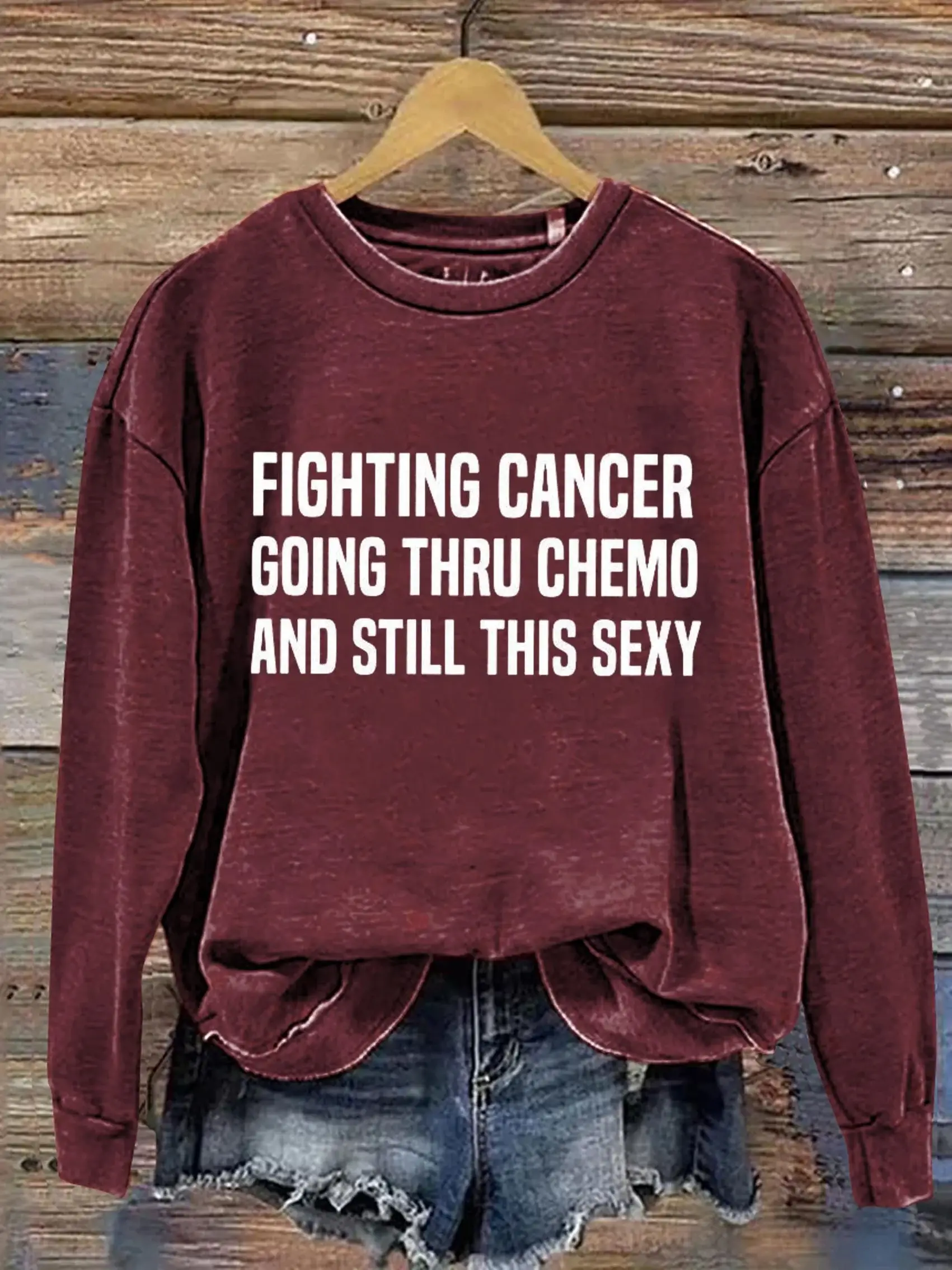 Fighting Cancer Art Print Pattern Casual Sweatshirt