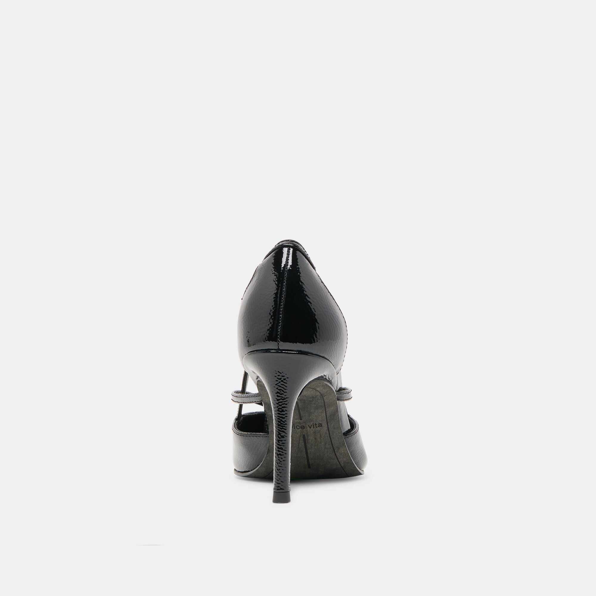 KAINE HEELS MIDNIGHT CRINKLE PATENT LEATHER