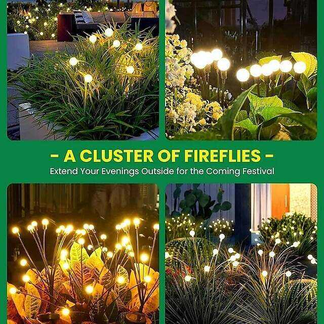 Solar Garden Light Waterproof Firefly Lights Outdoor Starburst Swaying Lights 2 Modes 6/8/10 Heads for Yard Patio Pathway Decoration