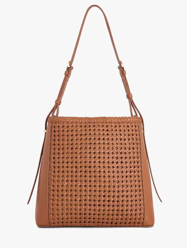 Woven Leather Hobo Bag HAVANA TAN