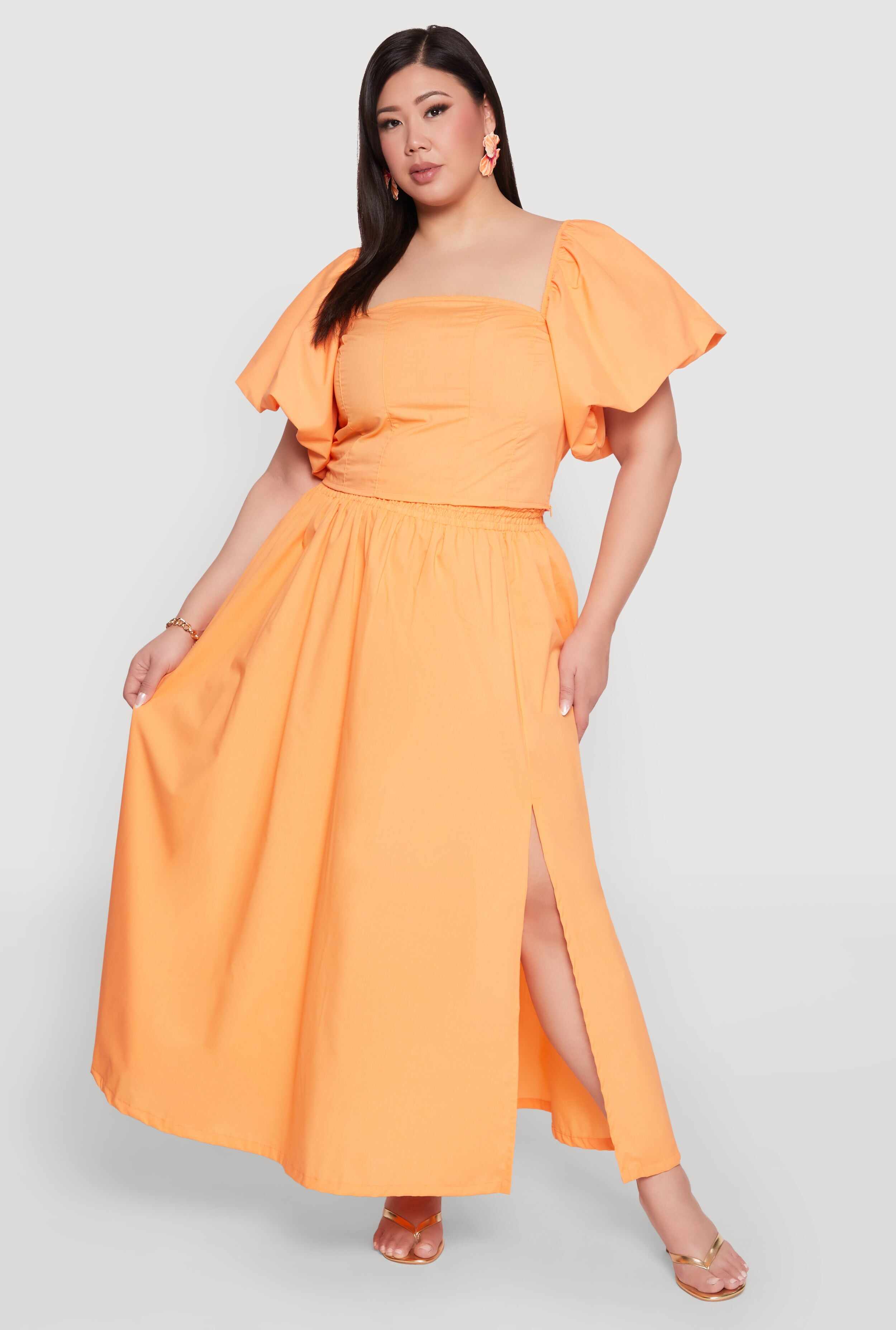 Plus Size Poplin Maxi Skirt