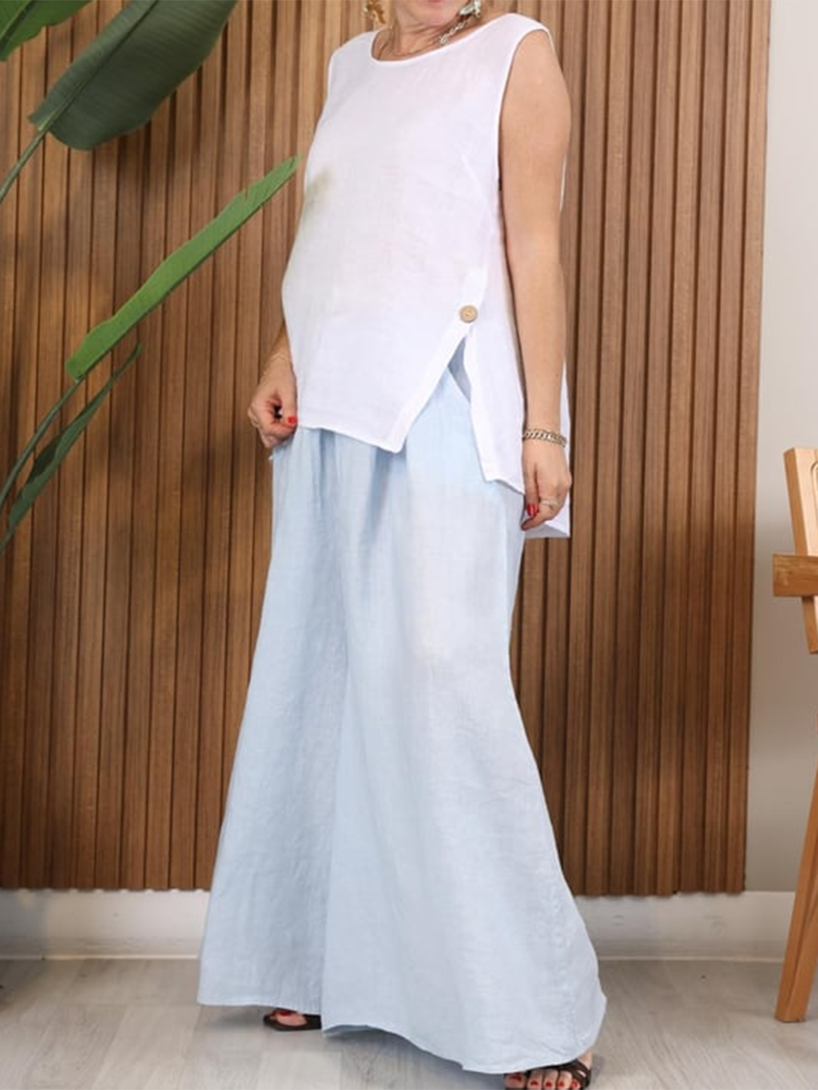 🔥Summer Arrivals🌟Women's Button-down Slit Linen Top