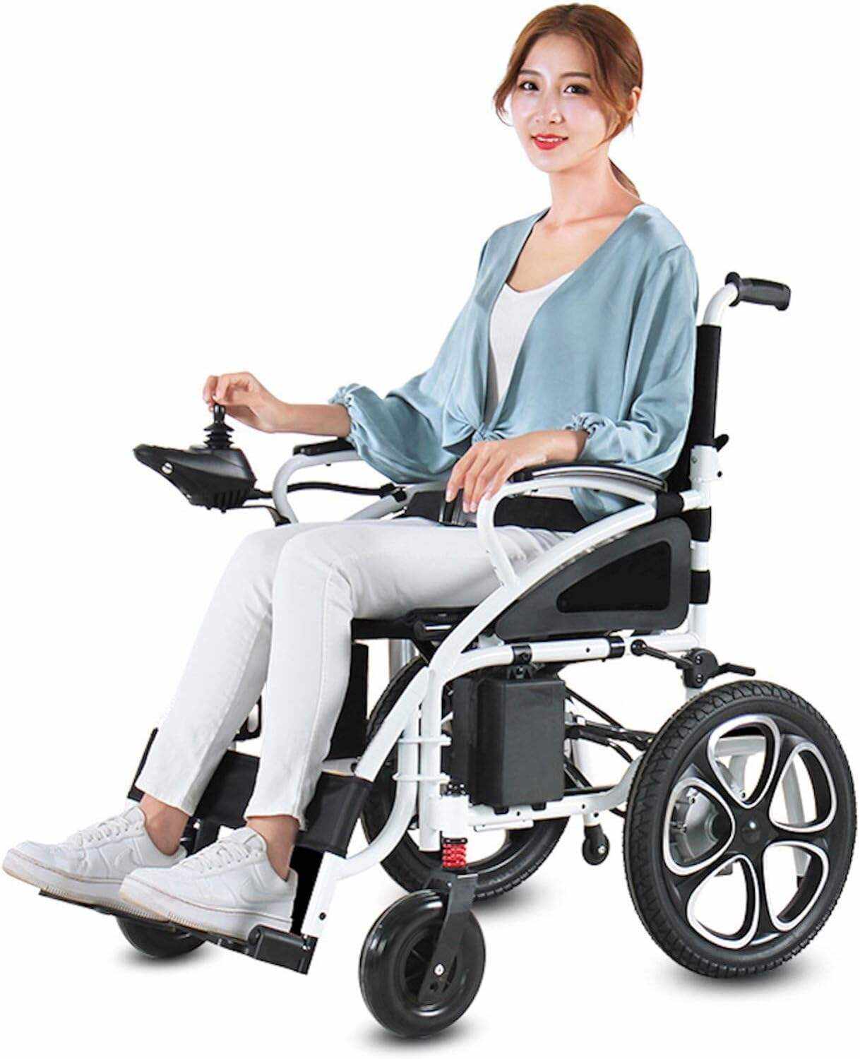 Rubicon DX01 All Terrain Foldable Electric Wheelchairs for Adults - Powerful Dual Motor Motorized Power Wheelchairs - Silla de Ruedas Electrica para Adultos. Supports up to 300 lbs - Weight 70 lbs