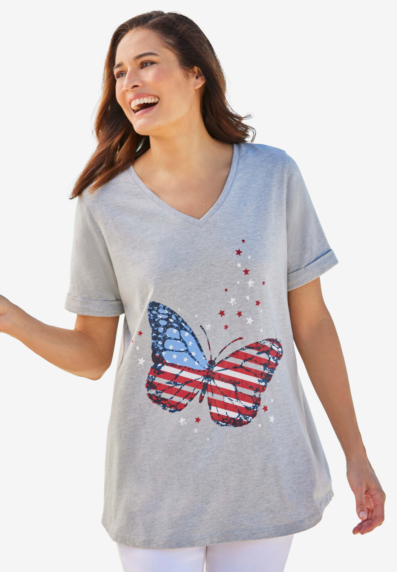 Cuffed Americana Print Tee