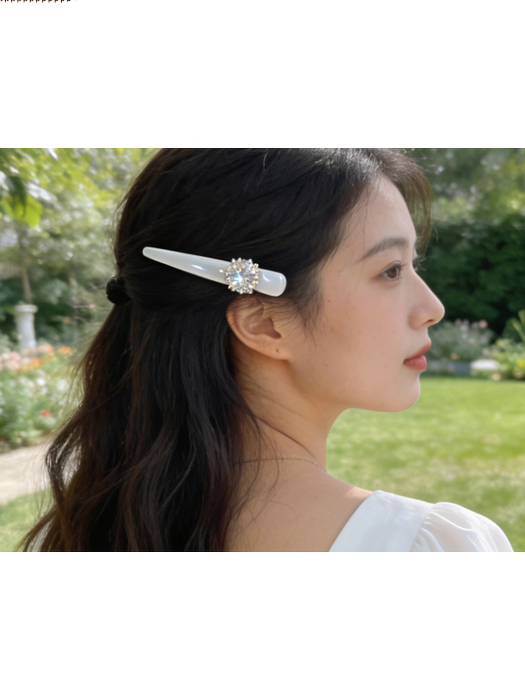 Fashion White Acrylic Zircon Hairpin