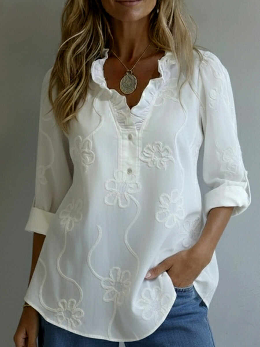 🔥Summer Arrivals🌟Retro Romantic Ruffled Collar Floral Shirt