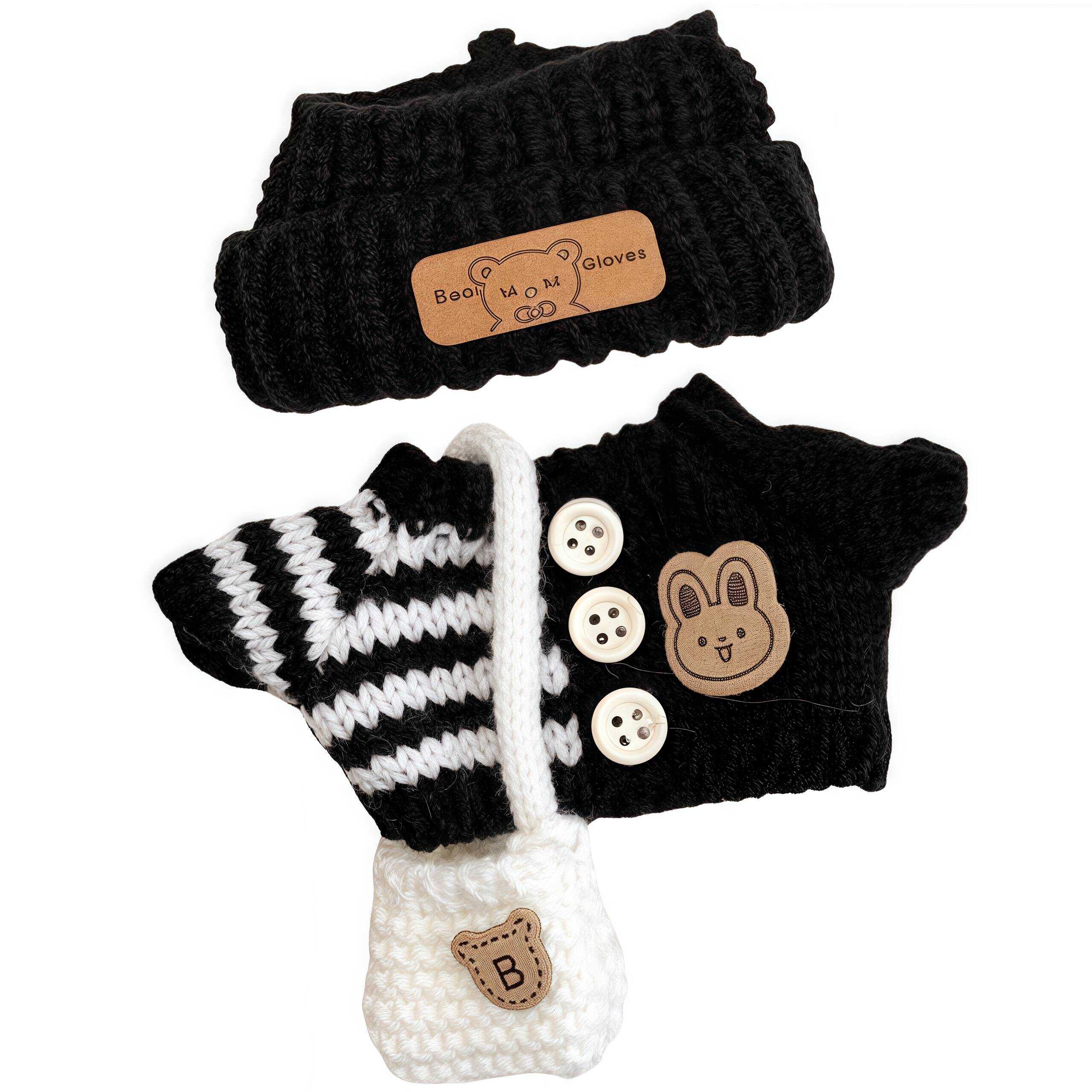 3-Piece Handcrafted Crochet Doll Clothes - Premium Dolls Outfit with Accessories, Hand Crocheted Hat, Sweaters, Bag, Compatible with 5.91-6.7inch Dolls as Accessories Only