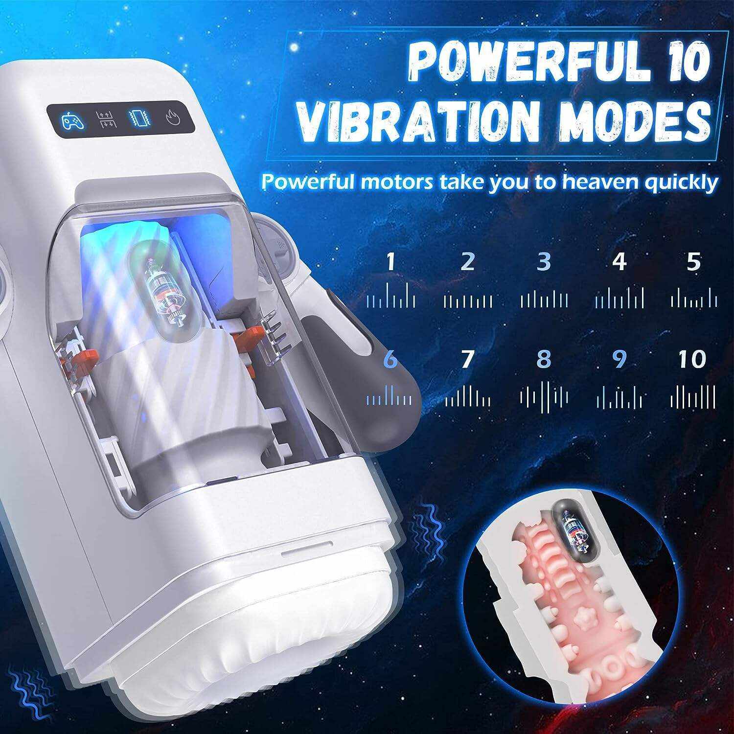 Automatic Male Masturbator, AMOVIBE Male Masturbators Cup with 10 Thrusting & Vibration Modes, Sex Toys for Men with Heating Function, Automatic Stroker with Phone Holder, Adult Sex Toys & Games