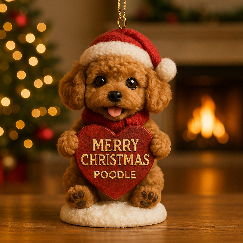 Christmas Poodle Ornament