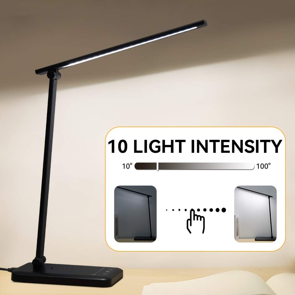 [Timer Desk Lamp] Adjustable Brightness/Color USB Plug-in Study Desk Lamp with 45-Minute Timer