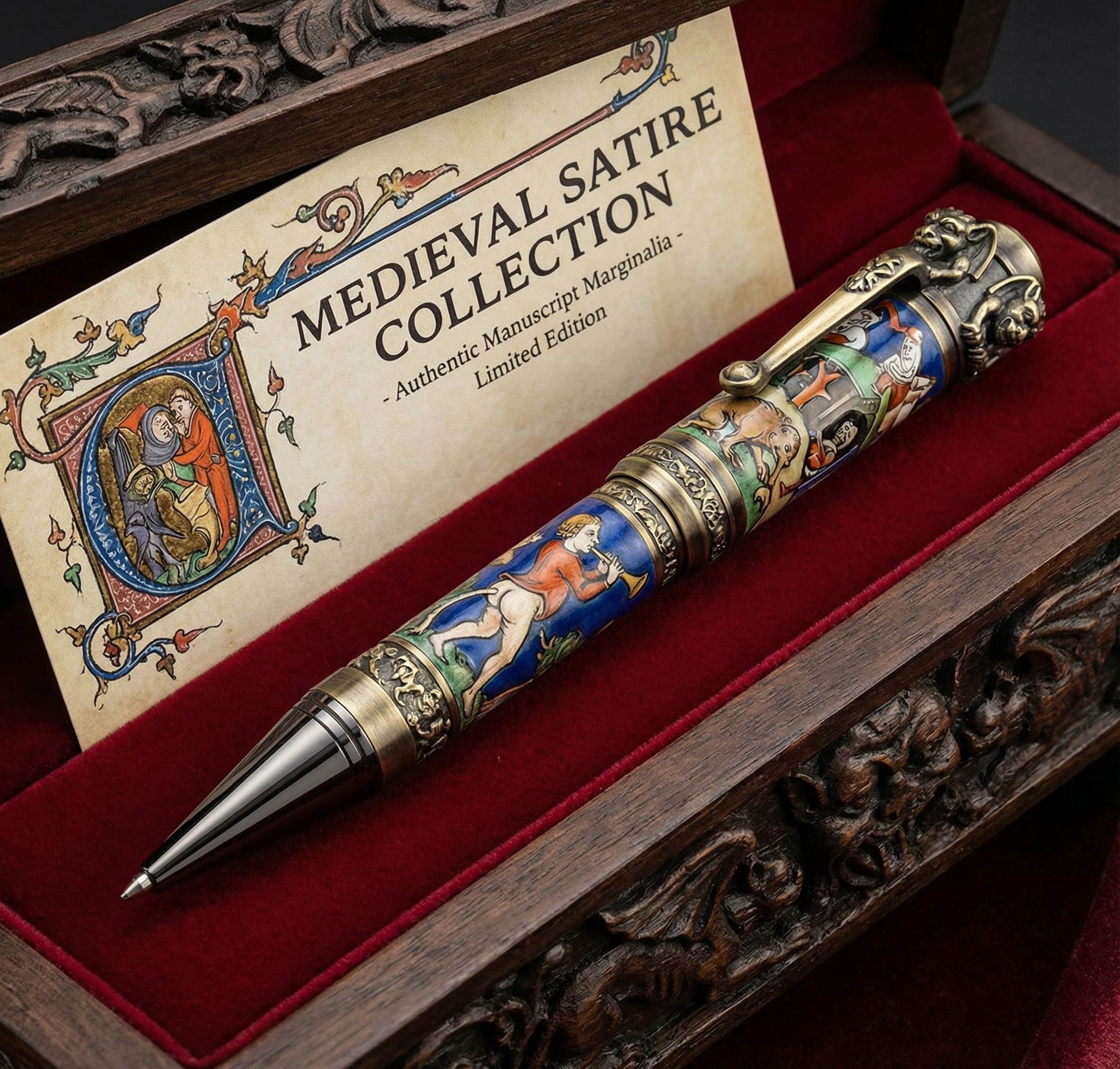 Medieval Satire Manuscript Pen