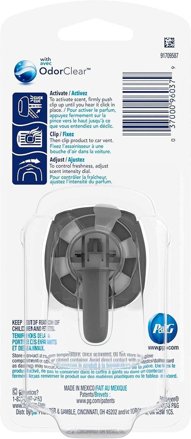 Febreze Car Air Fresheners, New Car Scent, Odor Eliminator for Strong Odors Car Vent Clips (2 Count)