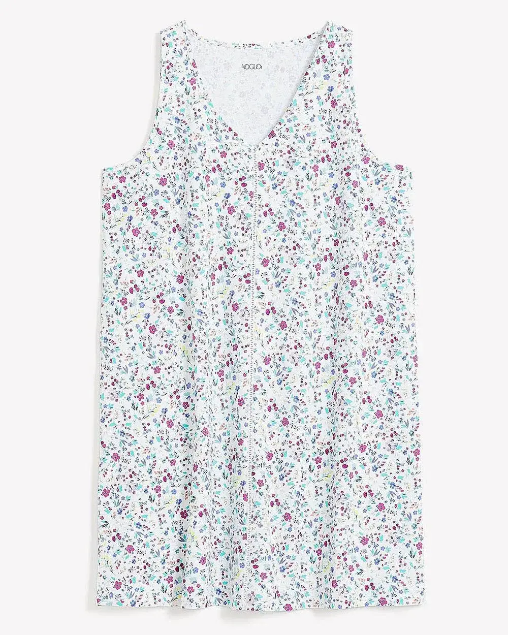 Printed Sleeveless Short Sleepshirt with V Neckline - ti Voglio