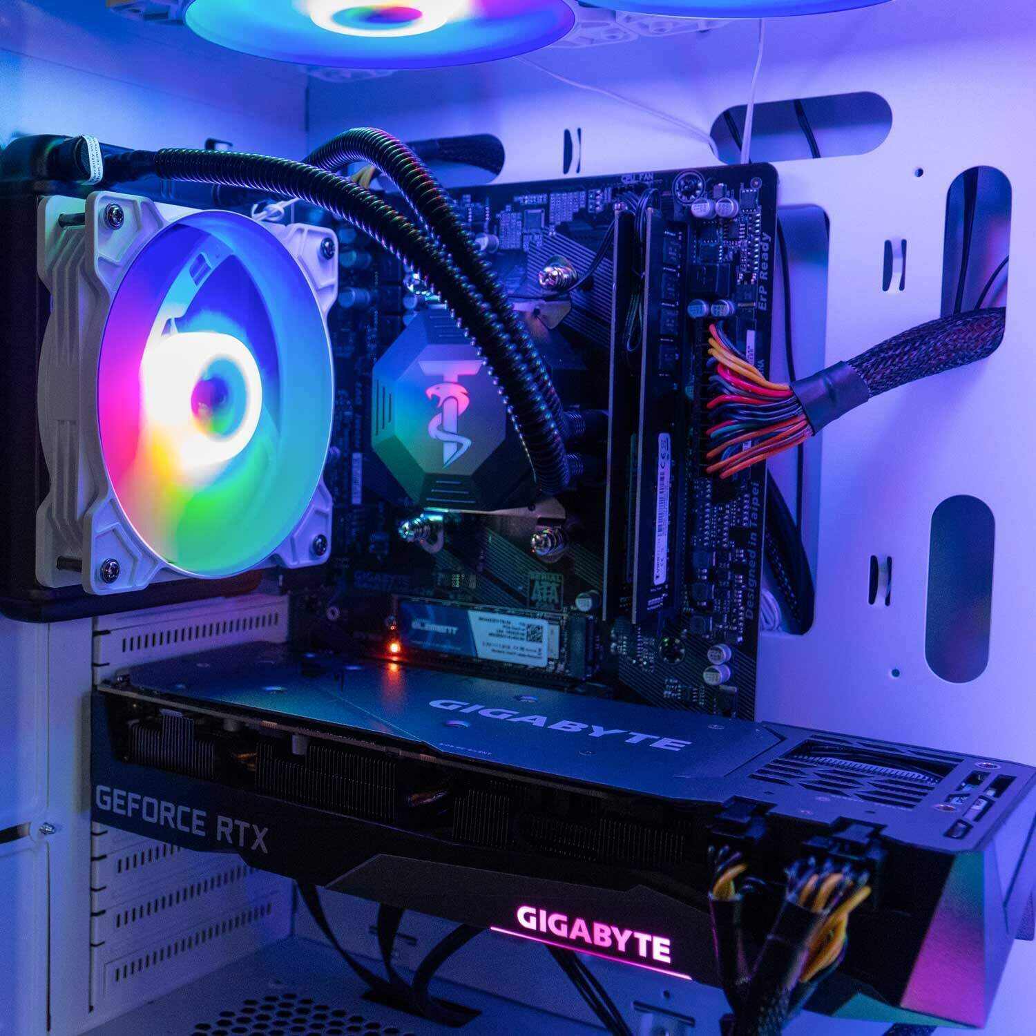 3.0 Liquid-Cooled PC - AMD Ryzen 5 5600X (12-Core 4.6Ghz), RTX 3070 8GB, 32GB DDR4 3200 RAM, 1TB NVMe SSD, VR-Ready, Streaming, WiFi, RGB, Win 11, Warranty, Gaming Desktop Computer