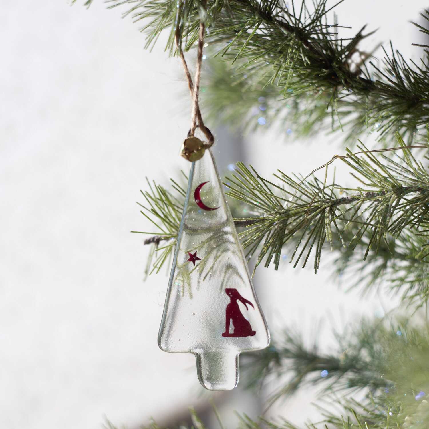 Moongazing Hare- Fused Glass Ornaments Series