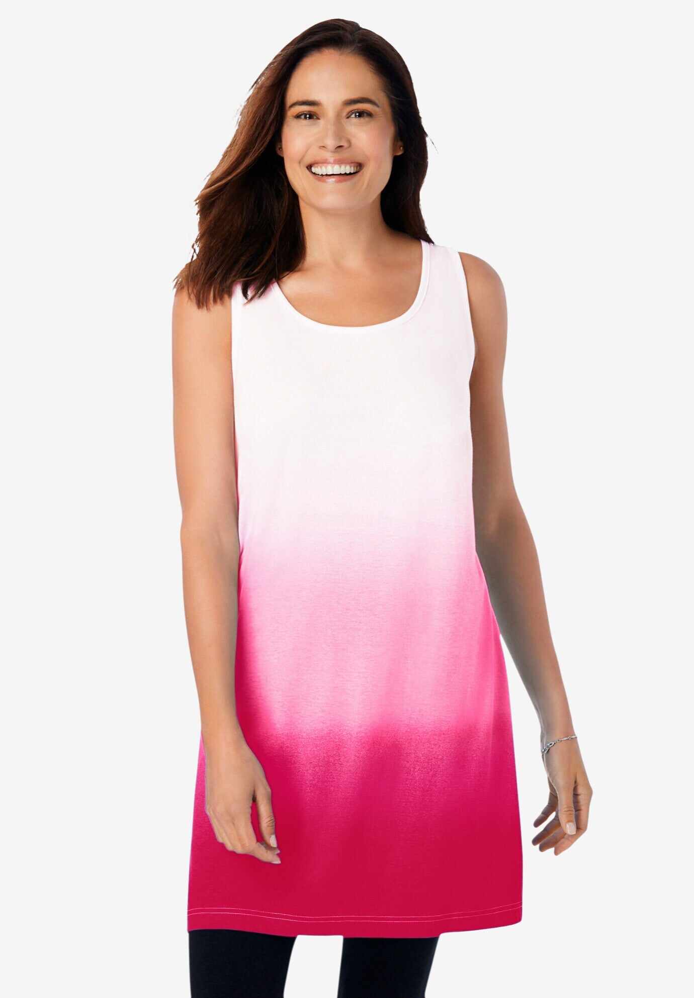 Longer-Length Dip-Dye Sleeveless Tunic