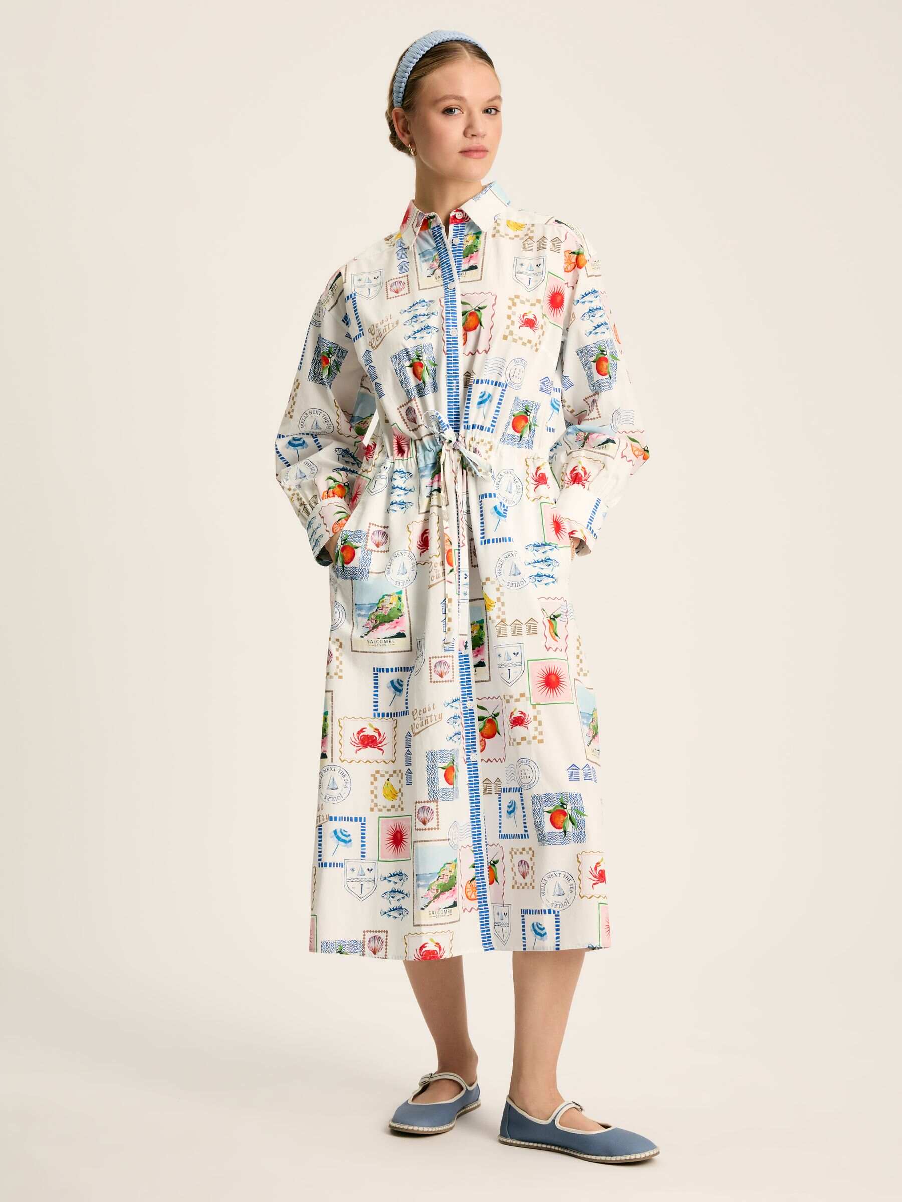 Francesca White Tie Waist Shirt Dress