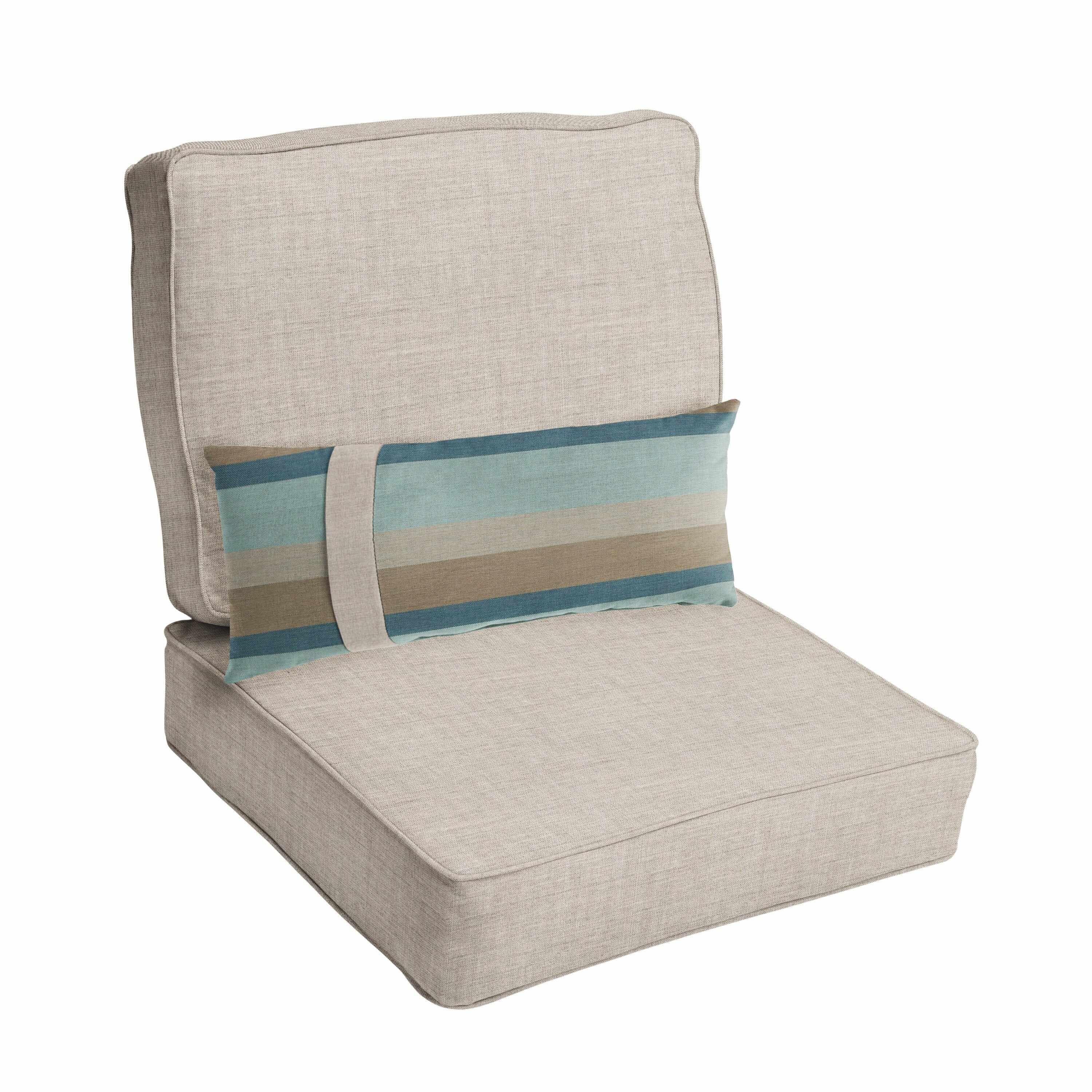 Sorra Home Oakley Sunbrella Solid Indoor/ Outdoor Corded Chair Cushion Set and Lumbar Pillow
